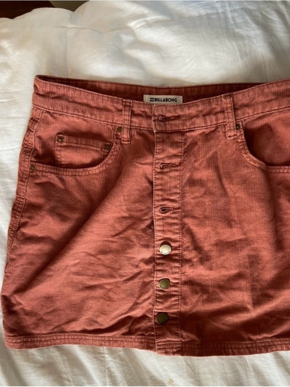 Billabong Rusty Rose Corduroy Button Mini Skirt